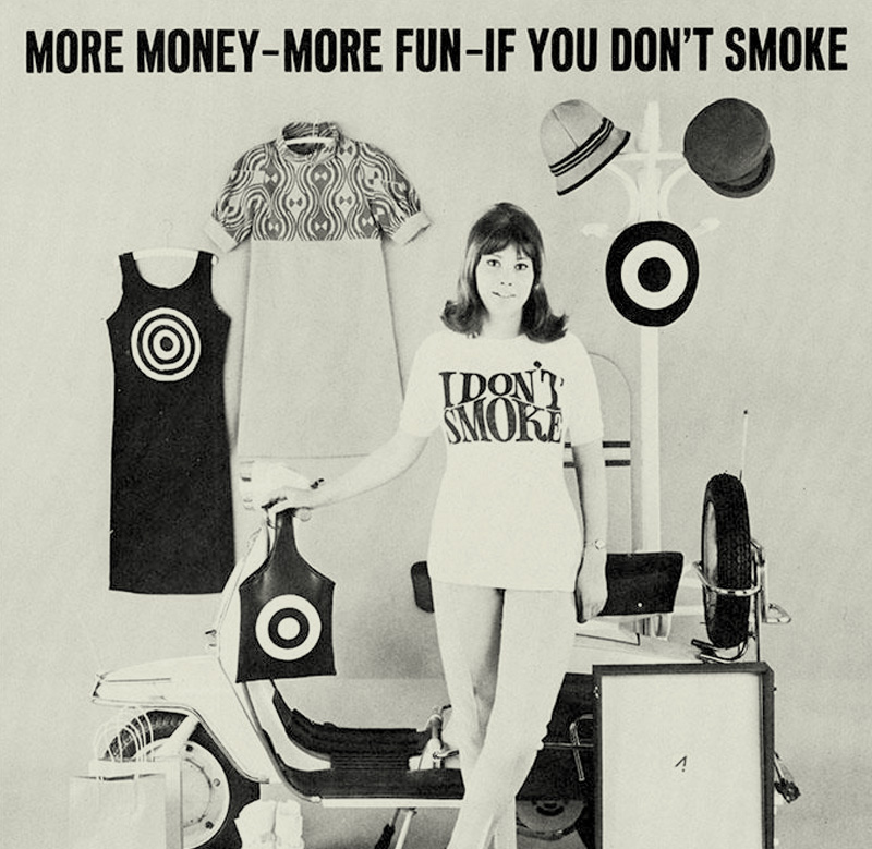 I don't smoke Sixties Mod 1966 Vintage Ad Anti-Smoking campaign T-Shirt