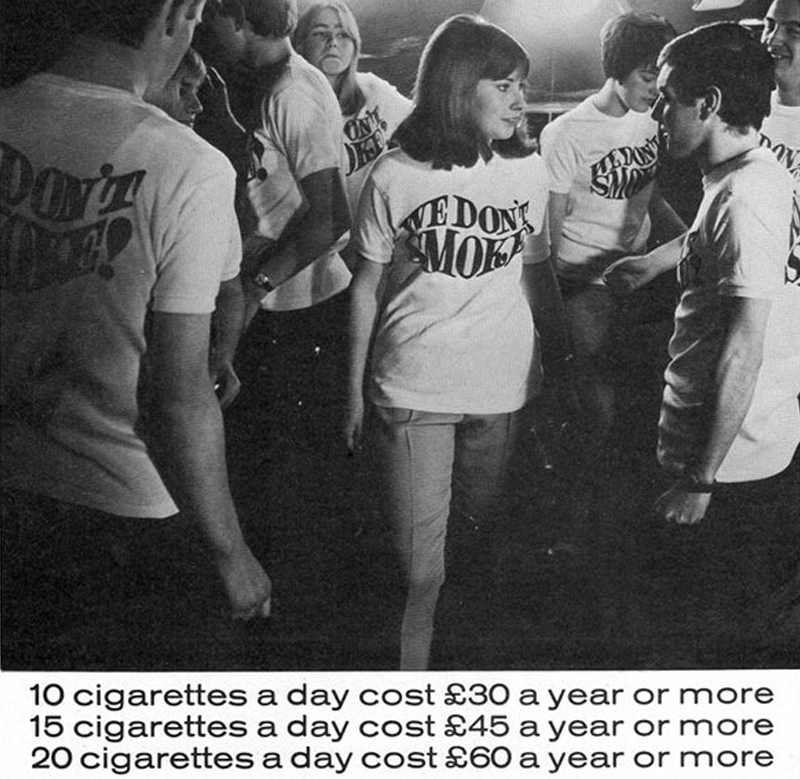 I don't smoke Sixties Mod 1966 Vintage Ad Anti-Smoking campaign T-Shirt